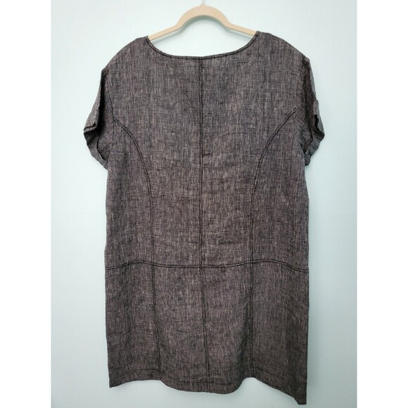 FREE PEOPLE Endless Shore Dress Women M 100% Linen Gray Short Sleeve Mini Shift - Picture 6 of 9